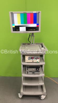 Storz Stack System with Storz WideView HD Monitor, Olympus OES UHI-3 Insufflator and Storz 222010 20 SCB Image 1 Hub (Powers Up) *S/N 09-143369*