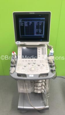 Toshiba Aplio 400 TUS-A400 Flat Screen Ultrasound Scanner *S/N T1D12Y3143* **Mfd 11/2012** Software Version AB_V2.10*R003 with 4 x Transducers / Probes (PVT-375BT *Mfd 06/2007* / PVT-661VT *Mfd 02/2009* / PVT-375BT *Mfd 09/2012* and PLT-704SBT *Mfd 02/20