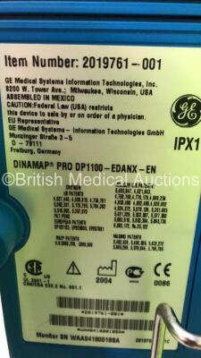 1 x GE Pro 1000 Dinamap Monitor on Stand (Powers Up) 1 x GE ProCare Auscultatory Monitor on Stand with Power Supply (Powers Up with Alarm and Blank Screen and 1 x Eschmann VP45 Smoke Suction Unit with Footswitch (Powers Up) *WAA04180018SA / V4LB-1F-1021* - 6