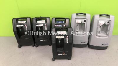 4 x DeVilbiss Drive Oxygen Concentrators (3 x 5 Litre, 1 x 10 Litre) and 2 x Nidek Nuvo 8 Mark 5 Oxygen Concentrators