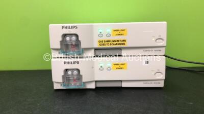 2 x Philips IntelliVue G5 M1019A Gas Modules with 2 x Water Traps (Both Power Up) *Mfd 2014, 2014* *GH*