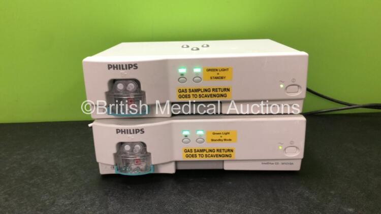 2 x Philips IntelliVue G5 M1019A Gas Modules with 2 x Water Traps (Both Power Up) *Mfd 2013, 2014* *GH*