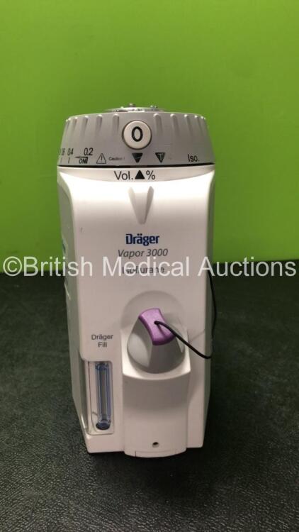 Drager Vapor 3000 Isoflurane Vaporizer (Missing Top Cover and Damaged-See Photos) *SN ASFH-0382*