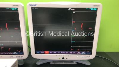 2 x Fukuda Denshi DS-7300 Patient Monitors with 2 x Fukuda Denshi US-700 Modules, 2 x NIBP Hoses, 2 x ECG Connection Leads and 2 x SpO2 Finger Sensors (Both Power Up) - 5