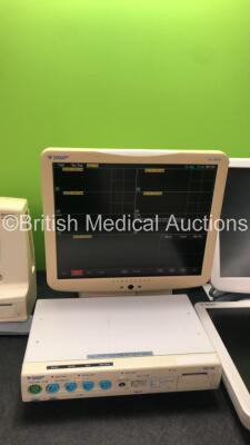 Job Lot Including 2 x Fukuda Denshi DS-7680W Patient Monitors (Both Power Up, 1 Power, 1 No Power) 1 x Fukuda Denshi HS-700 Module (Powers Up) 1 x Fukuda Denshi DS-7600 Central Monitor (No Power) 1 x Fukuda Denshi DS-7300 Screen (Untested) - 2