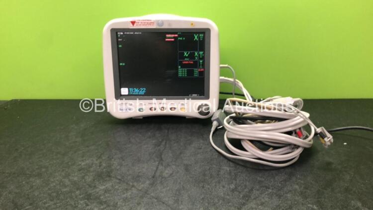 GE Dash 4000 Patient Monitor Including ECG, SpO2, NBP, CO2, BP1/3, BP2/4 and Temp/CO Options with 1 x NBP Hose, 1 x ECG Connection Cable, 1 x 5 Lead ECG Lead and 1 x SpO2 Finger Sensor Cable (Powers Up) *SN DSH05358836GA*