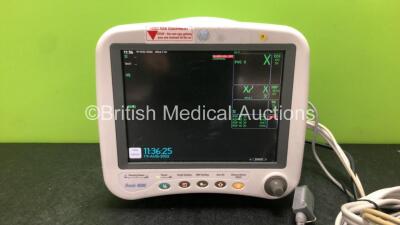 GE Dash 4000 Patient Monitor Including ECG, SpO2, NBP, CO2, BP1/3, BP2/4 and Temp/CO Options with 1 x NBP Hose, 1 x ECG Connection Cable, 1 x 5 Lead ECG Lead and 1 x SpO2 Finger Sensor Cable (Powers Up) *SN DSH05358836GA* - 2