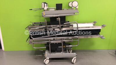 2 x Portsmouth Surgical Equipment QA2 Hydraulic Patient Examination Couches with Cushions