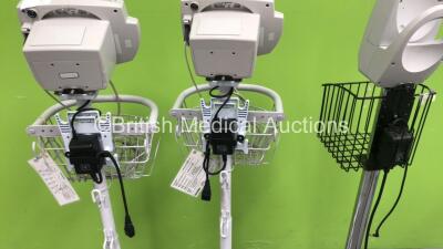 2 x Welch Allyn 53N00 Vital Signs Monitor on Stands and 1 x Welch Allyn Vital Signs Monitor on Stand (All Power Up) - 5