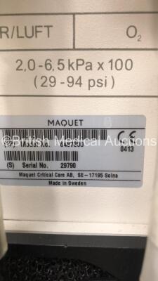 Maquet Servo-i Ventilator Ref 6487800 System Version v7.0 System Software Version v7.00.03 - Running Hours 75155 with Hoses (Powers Up) *S/N 29790 - 6