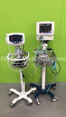 1 x Fukuda Denshi DS-7100 Monitor with Various Leads on Stand and 1 x Welch Allyn 53NT0 Monitor on Stand (Powers Up) *50002595 / na*