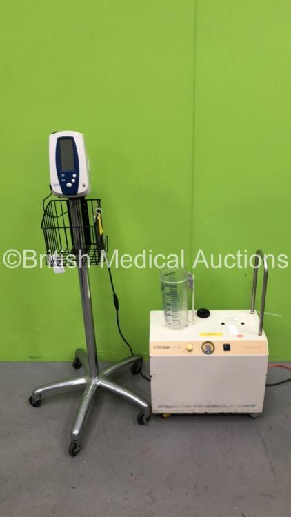 1 x Welch Allyn Spot Vital Signs Monitor on Stand with Power Supply and 1 x Eschmann VP 45 Suction Unit with Cup (Both Power Up)