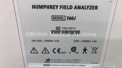 Zeiss Humphrey Field Analyzer Model 740i on Table with Finger Trigger (HDD REMOVED) *S/N 704i-32214* - 5