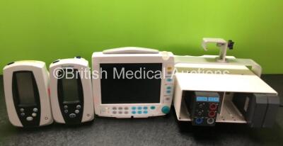 Job Lot Including 2 x Welch Allyn SPOT Vital Signs Monitors (Untested Due to No Power Supply) 1 x GE Type F-FM-00 Monitor (Draws Power Does Not Power Up) and 1 x Datex Ohmeda Module Rack with 1 x Datex Ohmeda M-ESTP Module Including ECG, SpO2, T1, T2, P1 