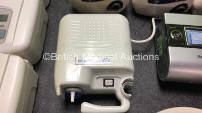 Job Lot Including 9 x DevilBiss Sleepcube Standard CPAP Units, 3 x AirMed 1000 Compressors, 3 x ResMed S8 Escape II CPAP Units, 1 x ResMed S9 Escape CPAP Unit with Power Supply and H5i Humidifier (Powers Up) 1 x Omron CXpro Compressor and 1 x Devilbiss Pu - 4