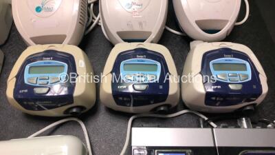 Job Lot Including 9 x DevilBiss Sleepcube Standard CPAP Units, 3 x AirMed 1000 Compressors, 3 x ResMed S8 Escape II CPAP Units, 1 x ResMed S9 Escape CPAP Unit with Power Supply and H5i Humidifier (Powers Up) 1 x Omron CXpro Compressor and 1 x Devilbiss Pu - 5