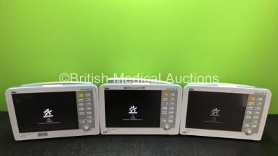 3 x Drager Infinity Delta XL Patient Monitors with HemoMed 1, Aux/Hemo 2, Aux/Hemo 3, NBP and MultiMed Options (All Power Up, 1 x Damage to Button Cover - See Photos) *SN 5399140953 / 5399146252 / 5399104859*