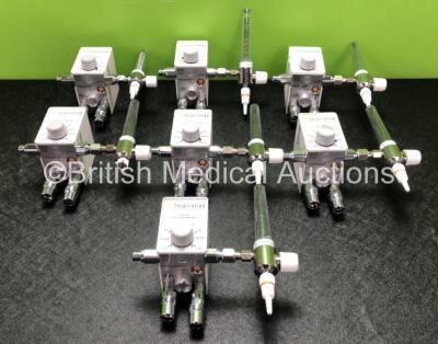 7 x Inspiration Healthcare Low Flow Air-Oxygen Blenders with Flowmeters (Some Slight Damage to Flowmeters)