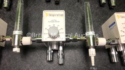 7 x Inspiration Healthcare Low Flow Air-Oxygen Blenders with Flowmeters (Some Slight Damage to Flowmeters) - 3