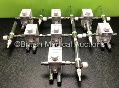 7 x Inspiration Healthcare Low Flow Air-Oxygen Blenders with Flowmeters (Some Slight Damage to Flowmeters)