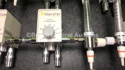 7 x Inspiration Healthcare Low Flow Air-Oxygen Blenders with Flowmeters (Some Slight Damage to Flowmeters) - 3