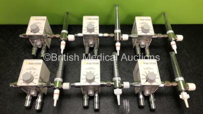 7 x Inspiration Healthcare Low Flow Air-Oxygen Blenders with Flowmeters (Some Slight Damage to Flowmeters) - 2