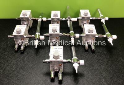 7 x Inspiration Healthcare Low Flow Air-Oxygen Blenders with Flowmeters (Some Slight Damage to Flowmeters)