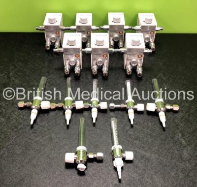 7 x Inspiration Healthcare Low Flow Air-Oxygen Blenders with Flowmeters (Some Slight Damage to Flowmeters)