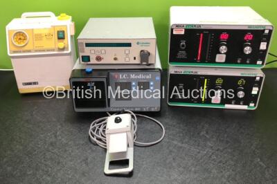 Mixed Lot Including 1 x Sam 12 Suction Unit (Powers Up) 2 x Megadyne Mega Vacplus Smoke Evacuators (Both Power Up) 1 x I.C. Medical Crystal Vision 460 Smoke Evacuation Unit (Powers Up with Missing Filter) 1 x Linvatec Hall Surgical Controller REF E9000G (