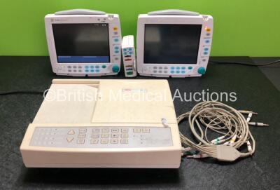 Job Lot Including 1 x GE Datex Ohmeda Type F-FMW-01 Patient Monitor (Powers Up with Damage to Casing and Dial, Missing Light Cover - See Photos) 1 x GE Datex Ohmeda Type F-FM-00 Patient Monitor (Powers Up with Damaged Casing - See Photos) 1 x GE Type E-PS