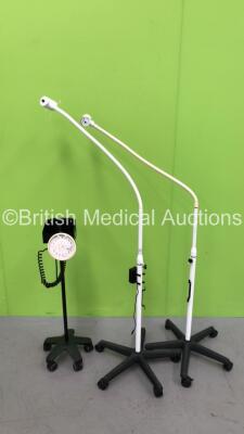 Mixed Lot Including 2 x Daray Patient Examination Lights and 1 x Accoson BP Meter on Stand * Incomplete * (1 x No Power, 1 x Unable to Test Due to No Power Supply)