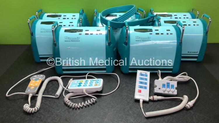 Job Lot Including 8 x Karomed Transair Mattress Replacement Units, 1 x Linet Bed KA Controller, 1 x Arjohuntleigh Bed Controller, and 1 x Linak Bed Controller