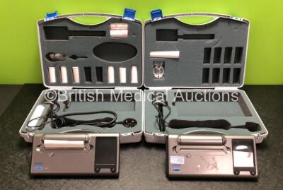 2 x Viasys Microlab Spirometers Software V3.05 / V2.36 with 2 x Power Supplies and Accessories in Cases (Both Power Up) *SN 53074 / 51919*