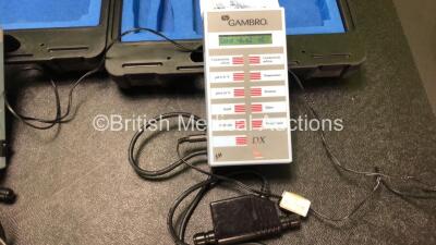 3 x Gambro Model 90DX Multi Test Meters with 3 x AC Power Supplies and 1 x User Manual in Carry Cases (All Power Up) - 4