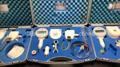 3 x Fresenius Medical Care DOO82 Calibration / Pressure Gauges in Cases with Accessories - 3