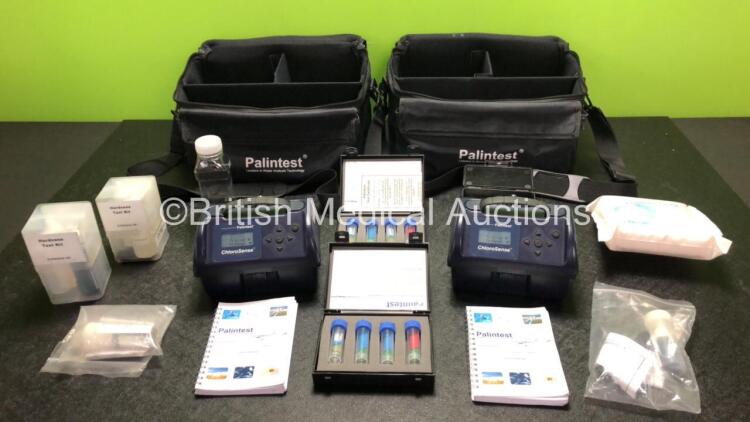 2 x Palintest ChloroSense Water Analysis Devices with Accessories in Carry Cases (Both Power Up, 1 x Damage to Locking Mechanism - See Photos)