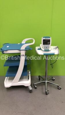 Mixed Lot Including 1 x Verathon BVI 9400 Bladder Scanner on Stand with 1 x Probe (Powers Up - Damaged - See Photos) and 1 x Covidien Valleylab Universal Generator Cart * Missing 1 x Wheel -See Photos *