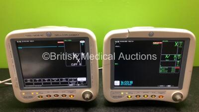 2 x GE Dash 4000 Patient Monitors with CO2, BP1/3, BP2/4, SPO2, Temp/Co, NBP and ECG Options (Both Power Up with Damage to Casing, 1 x Missing Light Cover - See Photos)