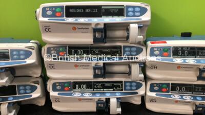 Job Lot Including 4 x CareFusion Alaris GH Syringe Pumps and 3 x CareFusion Alaris CC Syringe Pumps (6 x Power Up, 1 x Draws Power Does Not Power Up, 2 x Require Service - See Photos) - 3