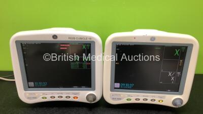 2 x GE Dash 4000 Patient Monitors with CO2, BP1/3, BP2/4, SPO2, Temp/Co, NBP and ECG Options (Both Power Up, 1 x Slight Wear to Silence Alarm Button - See Photos)