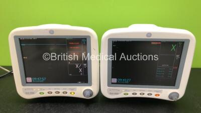 2 x GE Dash 4000 Patient Monitors with CO2, BP1/3, BP2/4, SPO2, Temp/Co, NBP and ECG Options (Both Power Up, 1 x Slight Wear to Silence Alarm Button - See Photos)