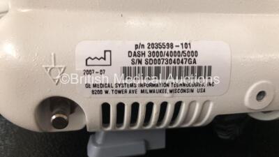 Job Lot Including 3 x GE Dash 3000 Patient Monitors 2 x Including ECG, NBP, CO2, BP1/3, BP2/4, SpO2 and Temp/CO Options 1 x Including ECG, NBP, CO2, BP1, BP2, SpO2 and Temp/CO Options (2 x Power Up, 1 x Powers Up with Blank Screen, All with Damage to Cas - 16