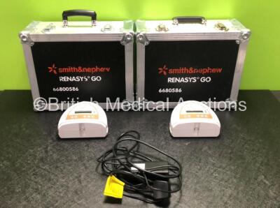 2 x Smith & Nephew Renasys Go Negative Pressure Wound Therapy Units with 1 x Power Supply and 2 x Cases (Both Power Up)