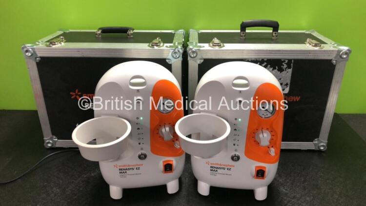 2 x Smith & Nephew Renasys EZ Max Negative Pressure Wound Therapy Units *Mfd 2017 / 2017* and 2 x Cases (Both Power Up)