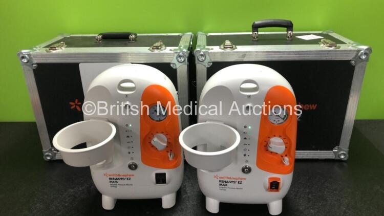 2 x Smith & Nephew Renasys EZ Max Negative Pressure Wound Therapy Units *Mfd 2017 / 2013* and 2 x Cases (Both Power Up)