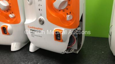 4 x Smith & Nephew Renasys EZ Max Negative Pressure Wound Therapy Units *Mfd 2017 / 2017 / 2013 / 2013* (All Power Up, 2 x Extremely Damaged Casing, 1 x Crack in Casing, All Missing Cup Holders - See Photos) - 5