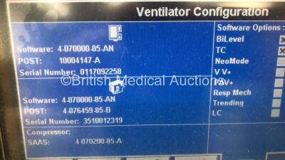 Nellcor Puritan Bennett 840 Ventilator System Software Version 4-070000-85-AN Running Hours 60243 with Hoses (Powers Up) *106190 - 2