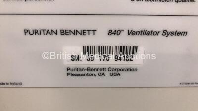 Nellcor Puritan Bennett 840 Ventilator System Software Version 4-070000-85-AB Running Hours 20980 with Hoses (Powers Up) *13344 - 5