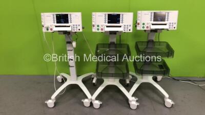 3 x Huntleigh SonicAid FM800 Encore Fetal Monitors on Stands with 1 x US Transducer (All Power Up - 1 x Damaged Casing - See Photos)