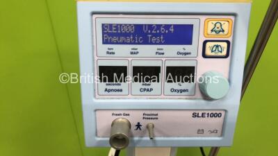 SLE1000 CPAP Therapy Unit V.2.6.4 on Stand with Hoses (Powers Up) *S/N SLE-B-05-01270* **Mfd 08/2014** with Fisher&Paykel MR850AEK Humidifier (Both Power Up) - 2